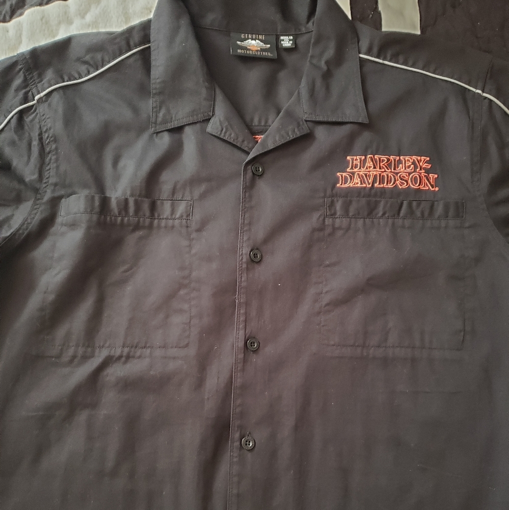 Mens harley-davidson black button down shirt 2xl